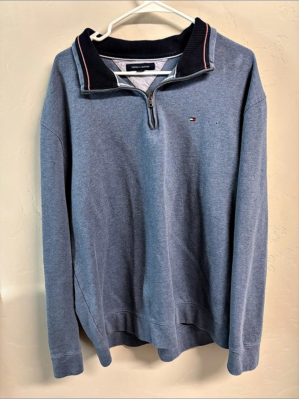 Tommy Hilfiger Essential Cotton Quarter-Zip Pullover Blue XXL
